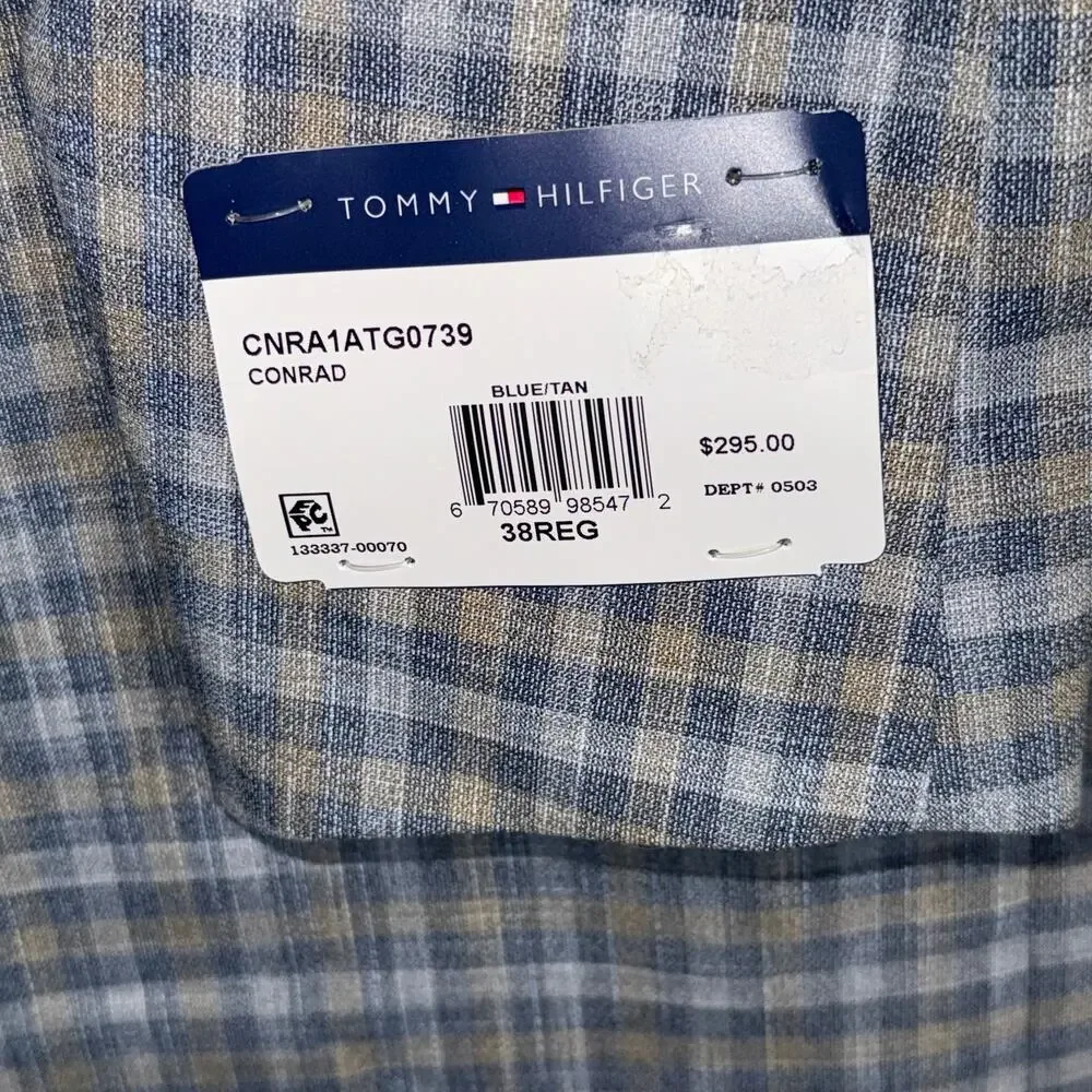 Tommy Hilfiger Men's Modern-Fit Windowpane Sport Coat Blue/tan 38R $295